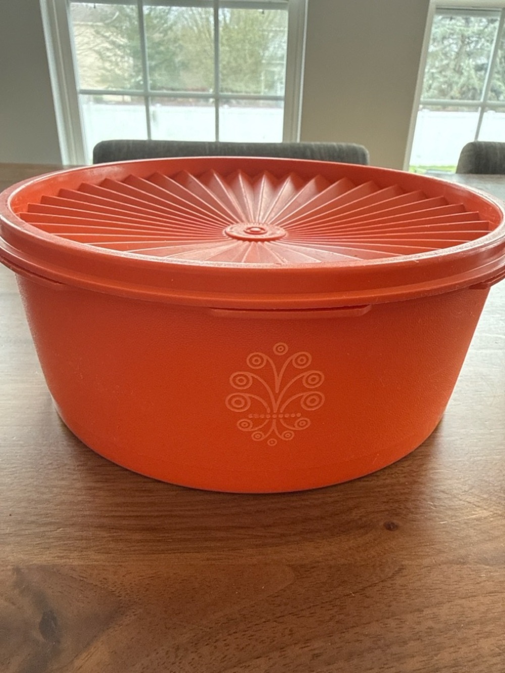 Vintage Tupperware Orange Canister Bowl with Lid Retro Kitchen Storage 70s